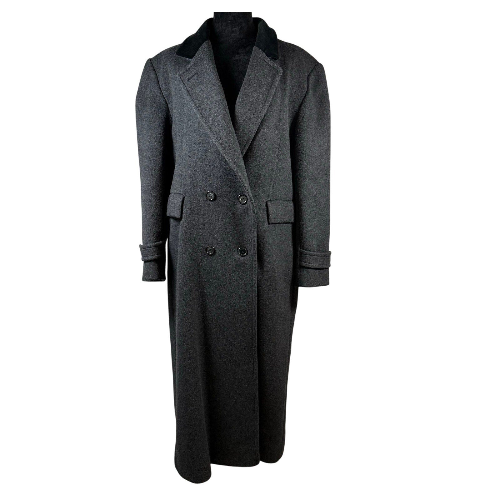 Vintage 90s Women's 14 Karen Gray Wool Cashmere Trench Coat