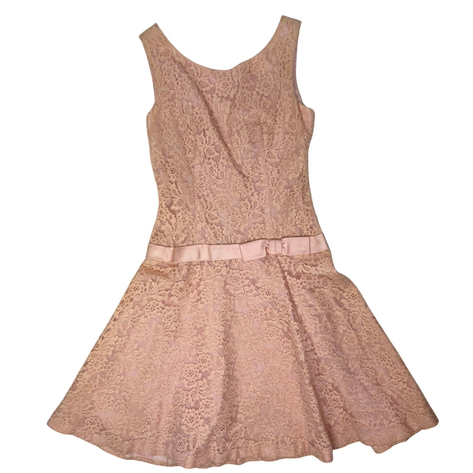 Vintage 60s Light Peach Pink A-Line Dress Women's Small Jr Theme NY Union Made