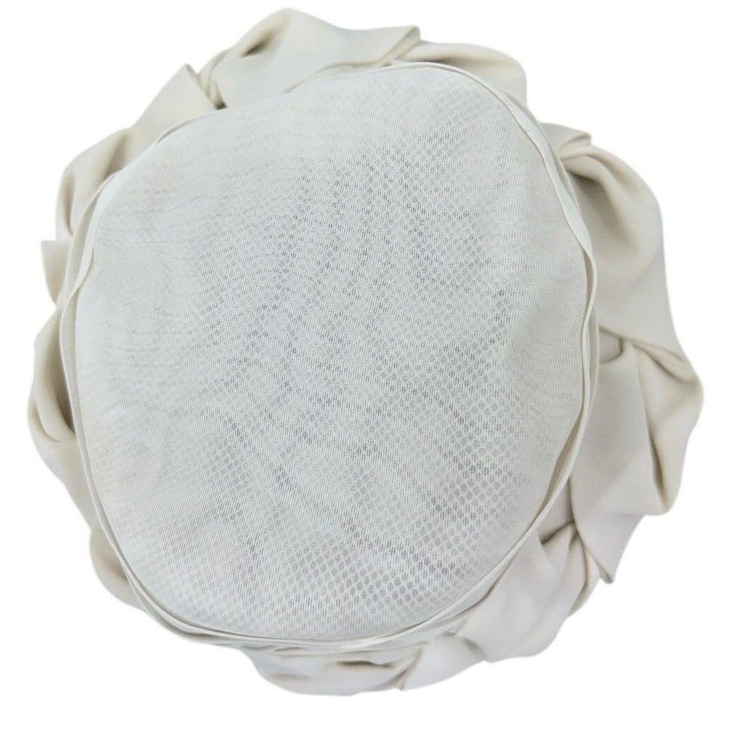 Vintage 1960s Cream Bow Cloche Hat Sheer Layered Brim Formal Church