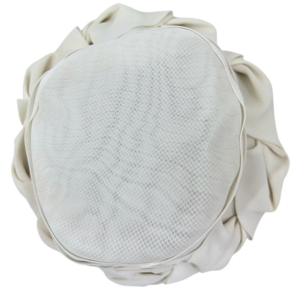 Vintage 1960s Cream Bow Cloche Hat Sheer Layered Brim Formal Church