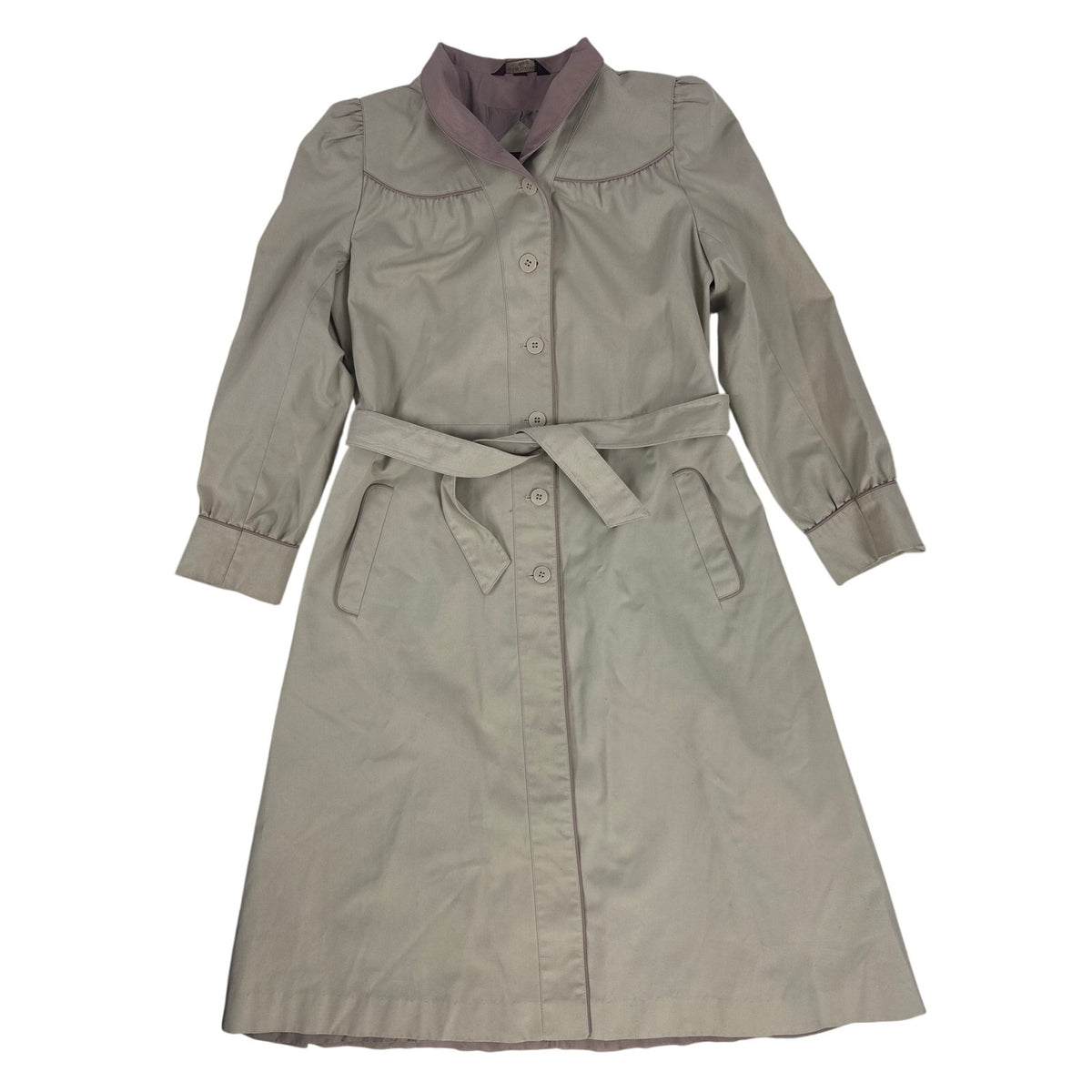 Vintage 80s J. Gallery Khaki Belted Trench Coat Women’s 10/11