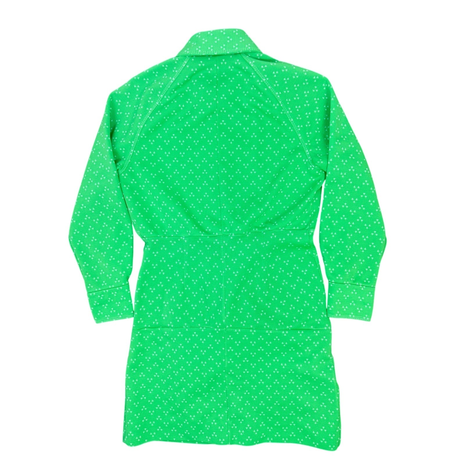 Vintage 70s Catalina Green Mod Mini Shirt Dress Polyester Knit Small