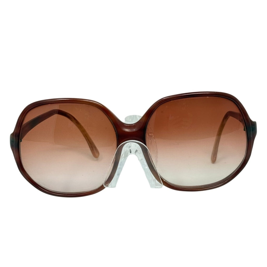 Vintage 80s Women's Oversized Brown Gradient Sunglasses Retro Fashion Shades