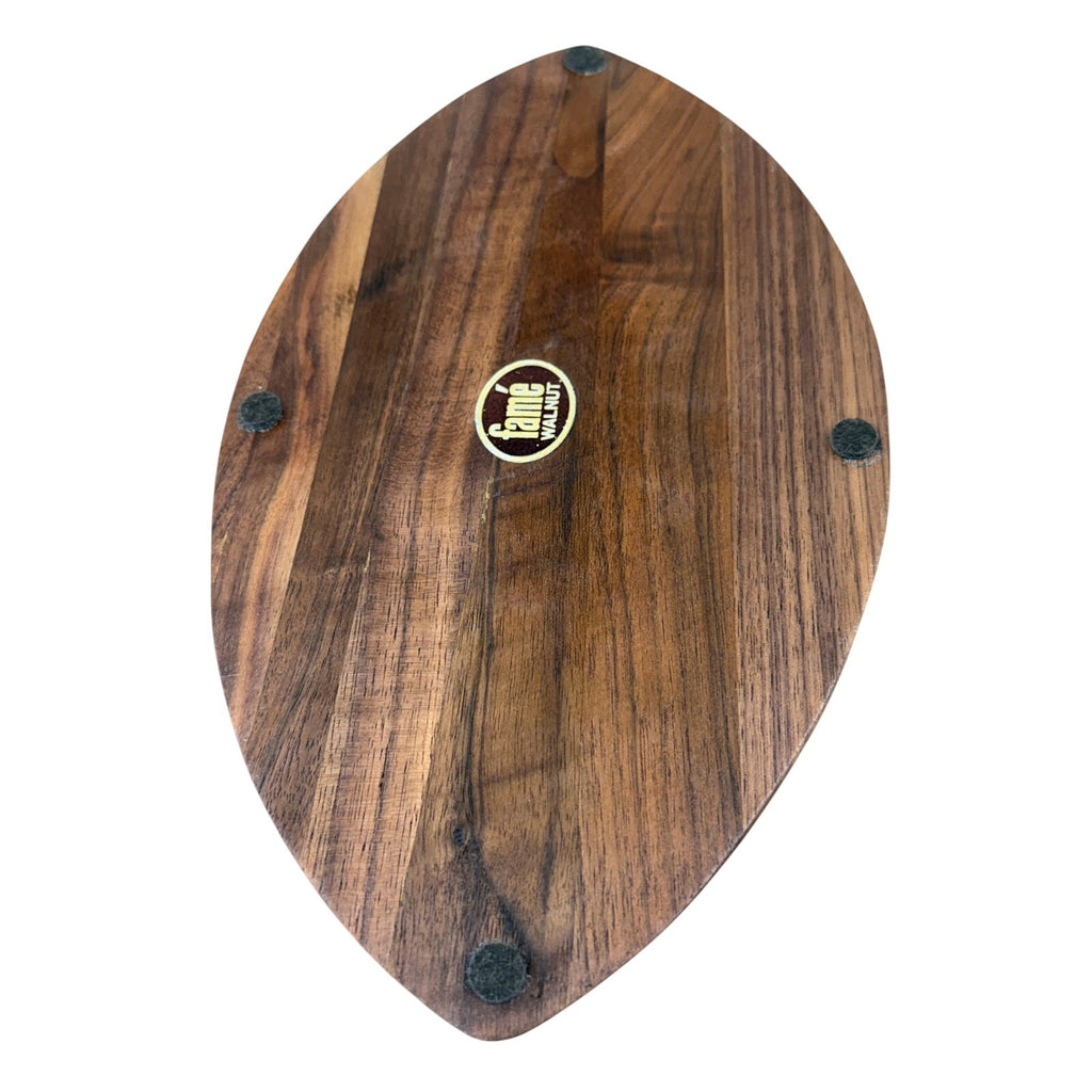 Vintage 60s Fame Walnut Football Desk Pen Holder Wood 11.5"