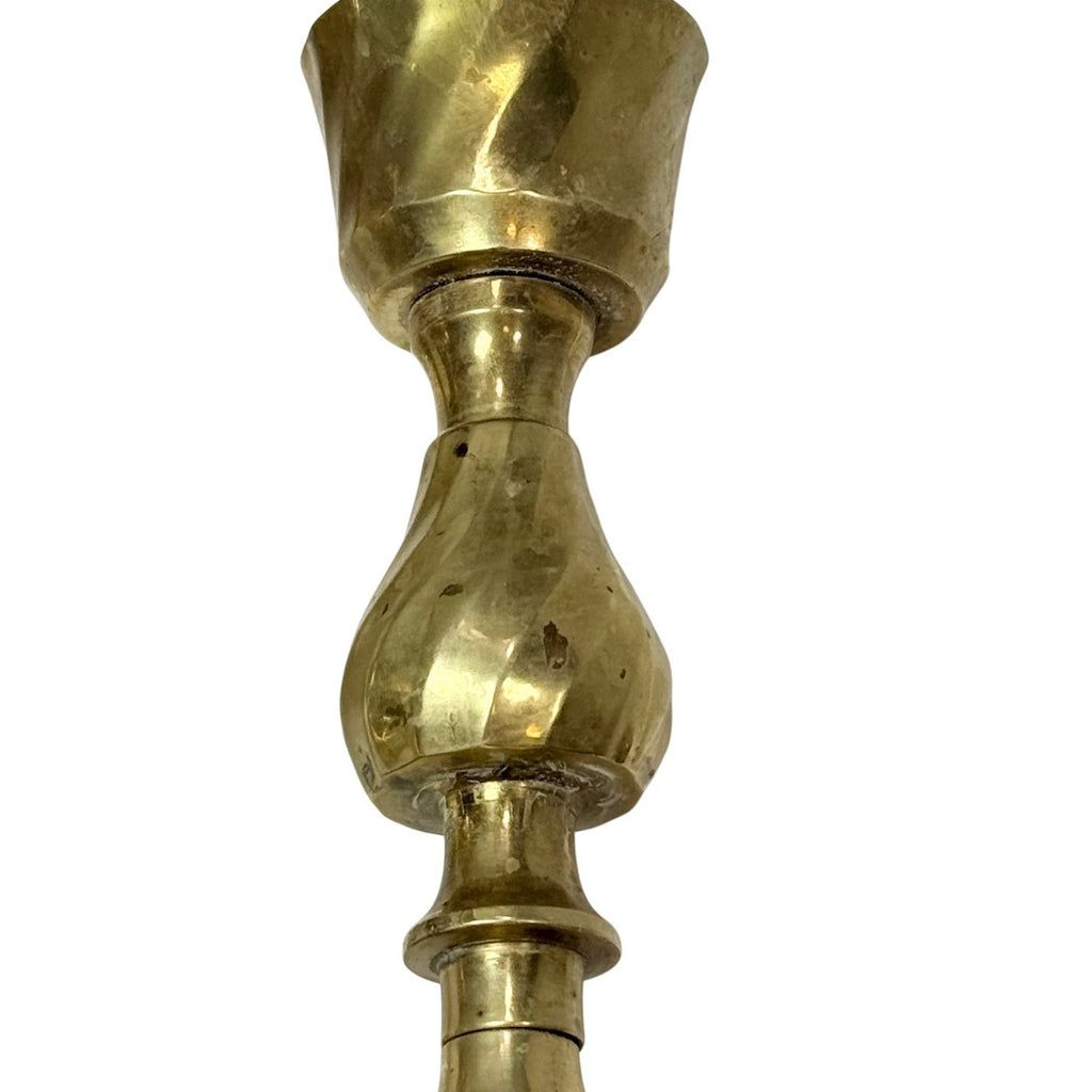 Vintage 80s Gold Brass Candlestick Holders Set of 2 Made in India 7.25"