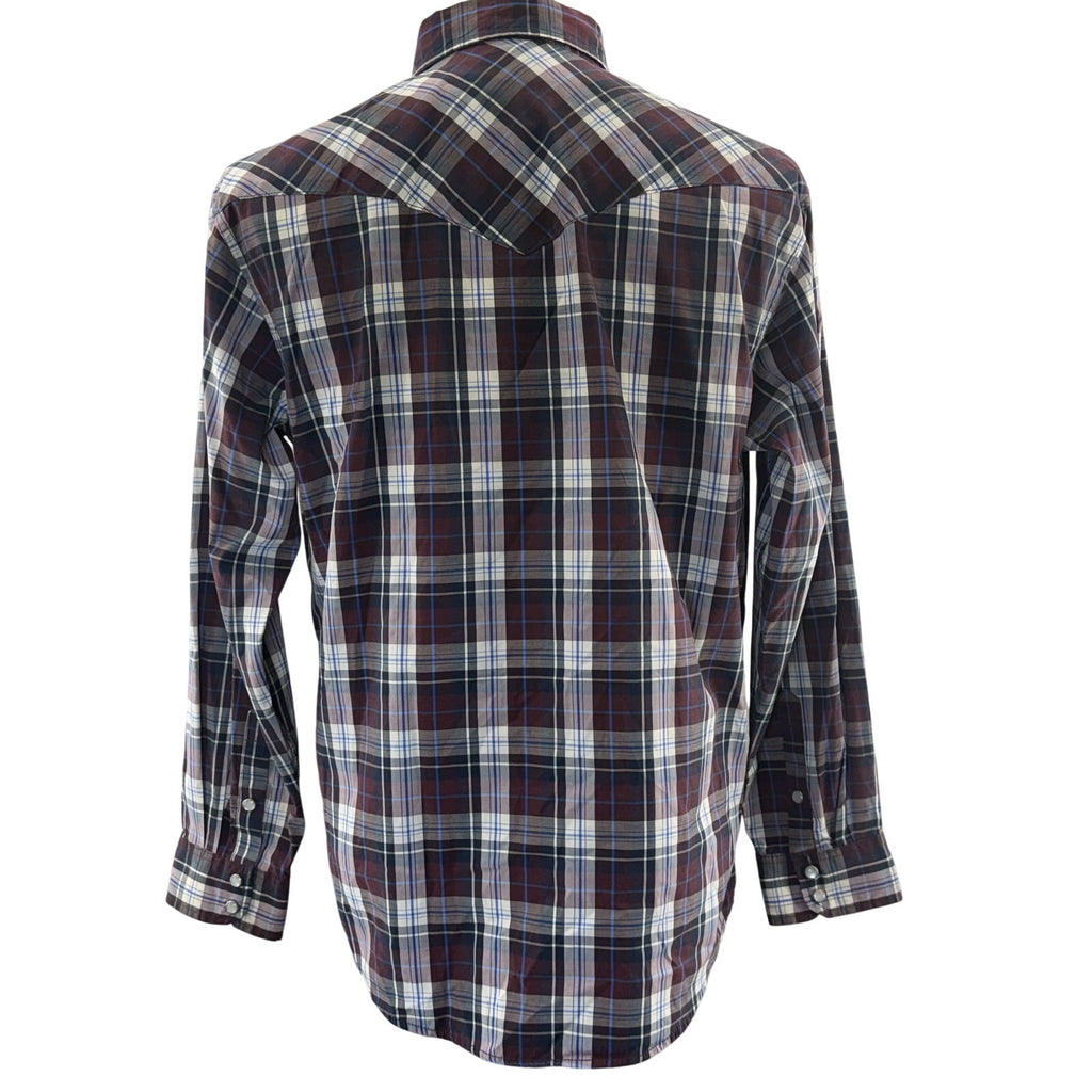 Vintage 90s Men's Large Button-Down Shirt Plaid Pearl Snap Western 44 Chest