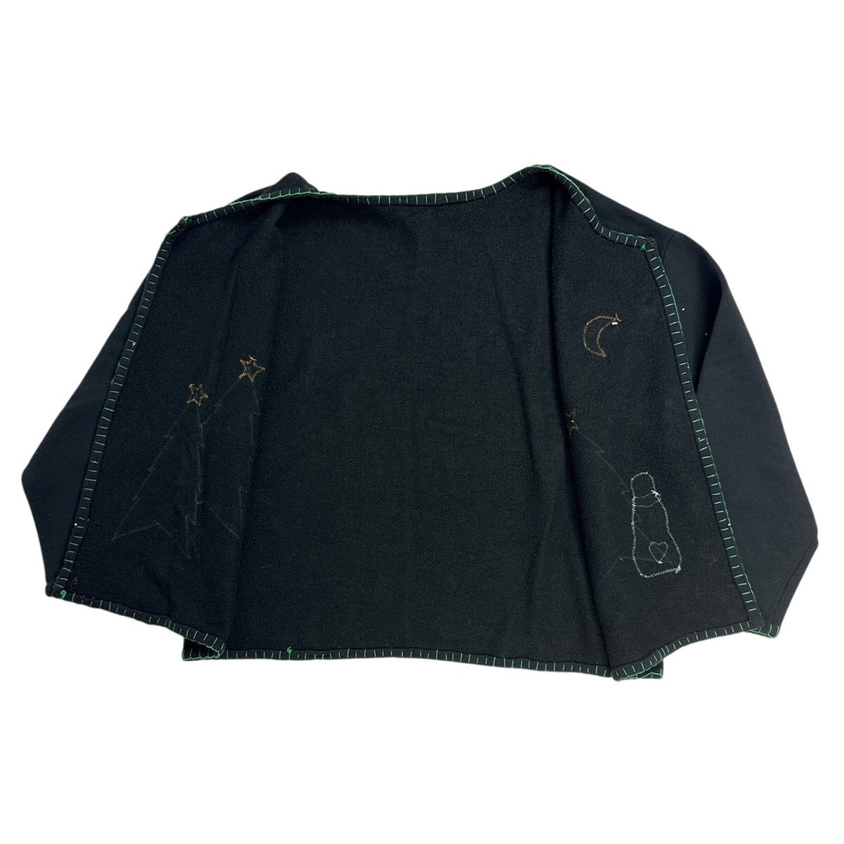 Vintage 80s Black Christmas Snowman Applique Sweatshirt Cardigan Women's Medium