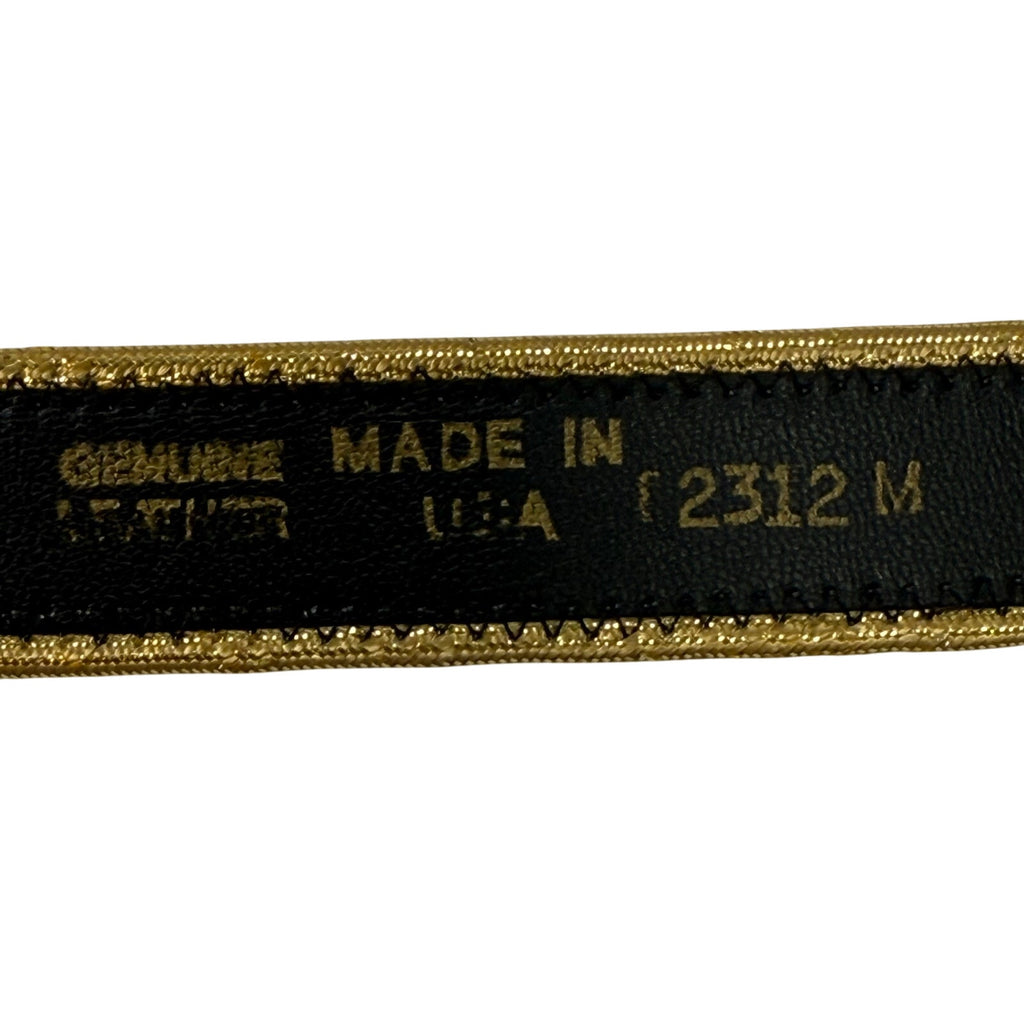 Vintage 80s Women’s Small Burgundy Belt Gold Trim 35" Made in USA