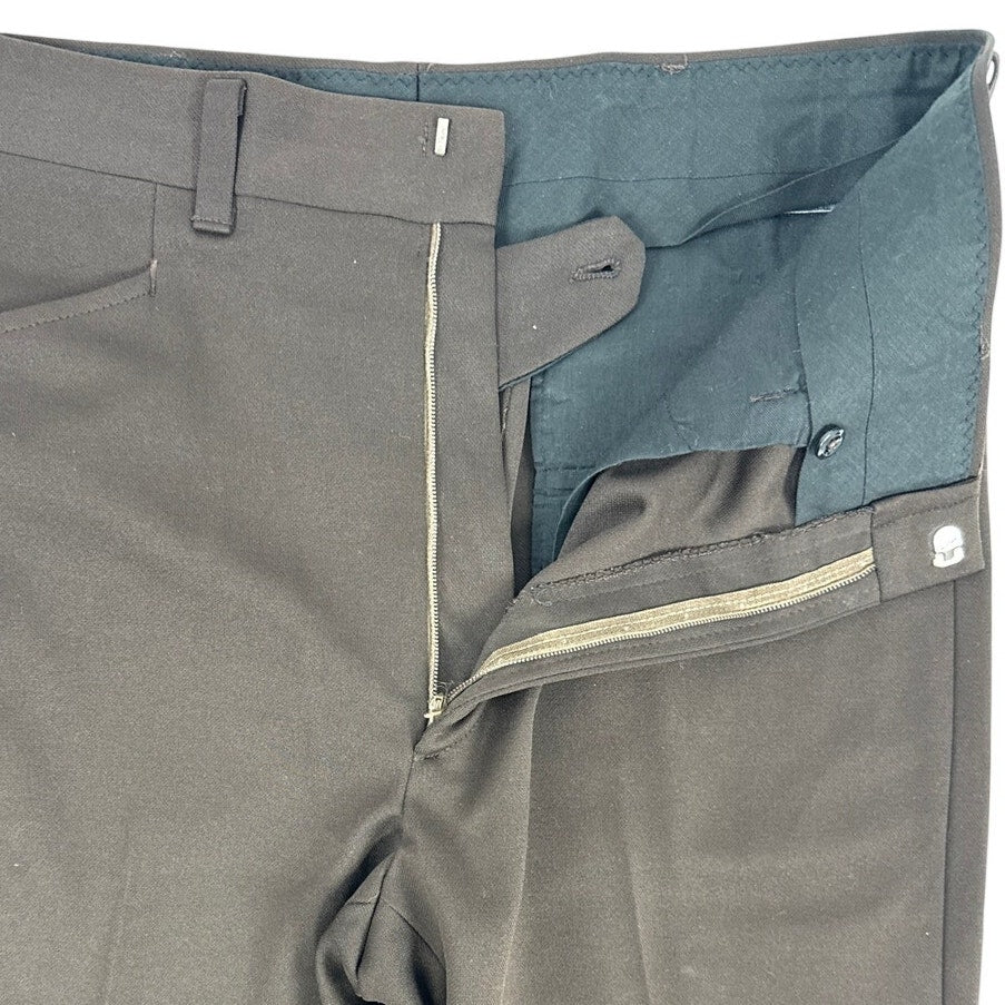Vintage 80s Haggar Dark Brown Polyester Leisure Pants Men's Medium 33 Waist