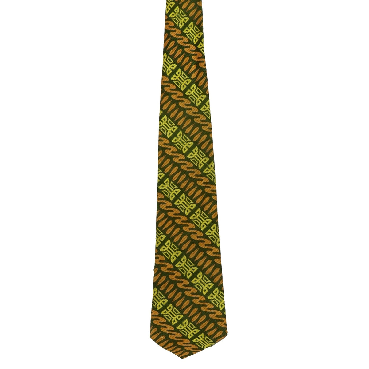 Vintage 70s Foreman & Clark Orange Green Geometric Wide Necktie
