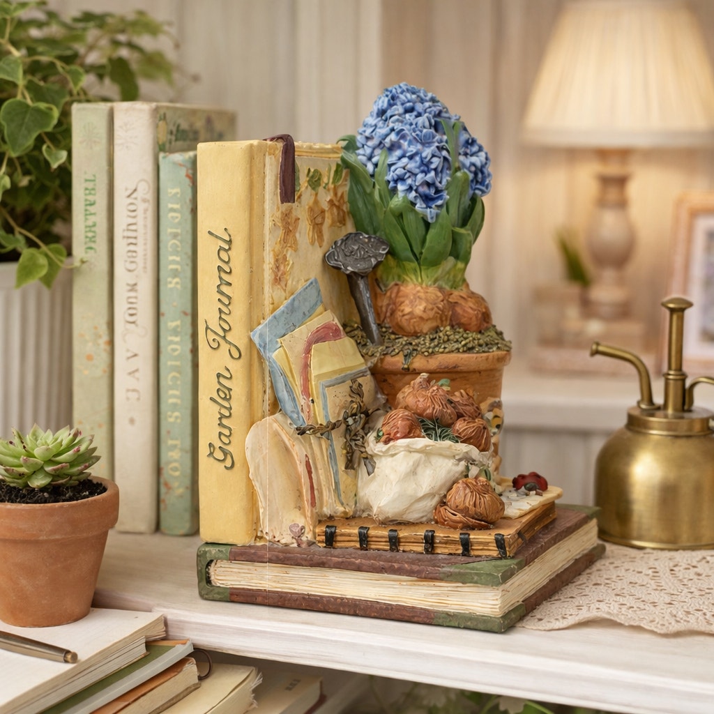 Vintage 90s Garden Bookend Gardening Theme Floral Decor