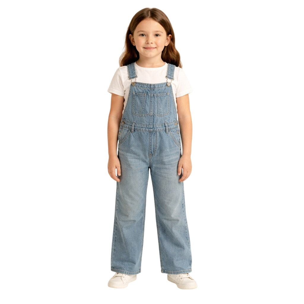 Vintage 90s GAP Denim Overalls Girls Medium Wide Leg Adjustable Straps
