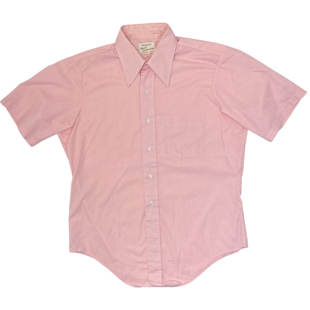 Vintage 70s Arrow Kent Pink Short Sleeve Button Front Shirt Men's Large