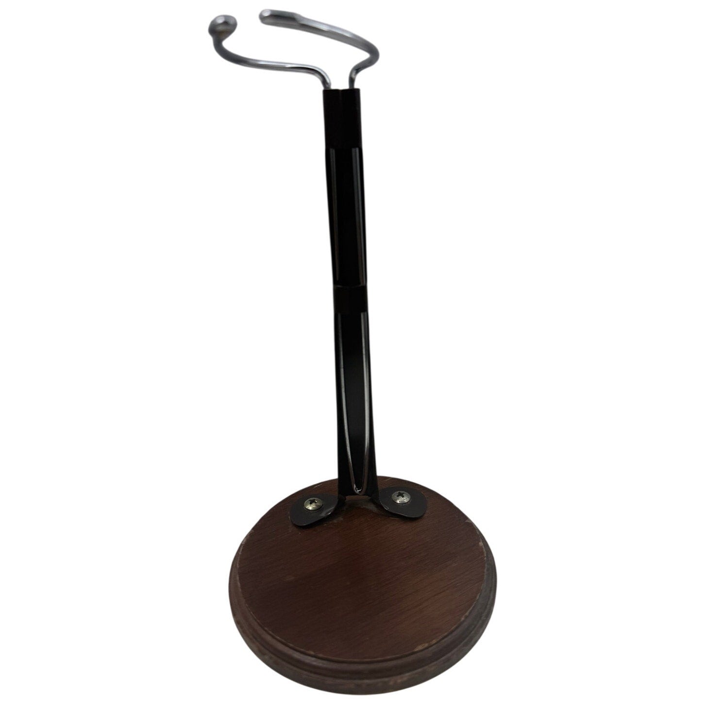 Vintage 80s  Dynasty Doll Stand Wood Base Metal Holder 8” Taiwan