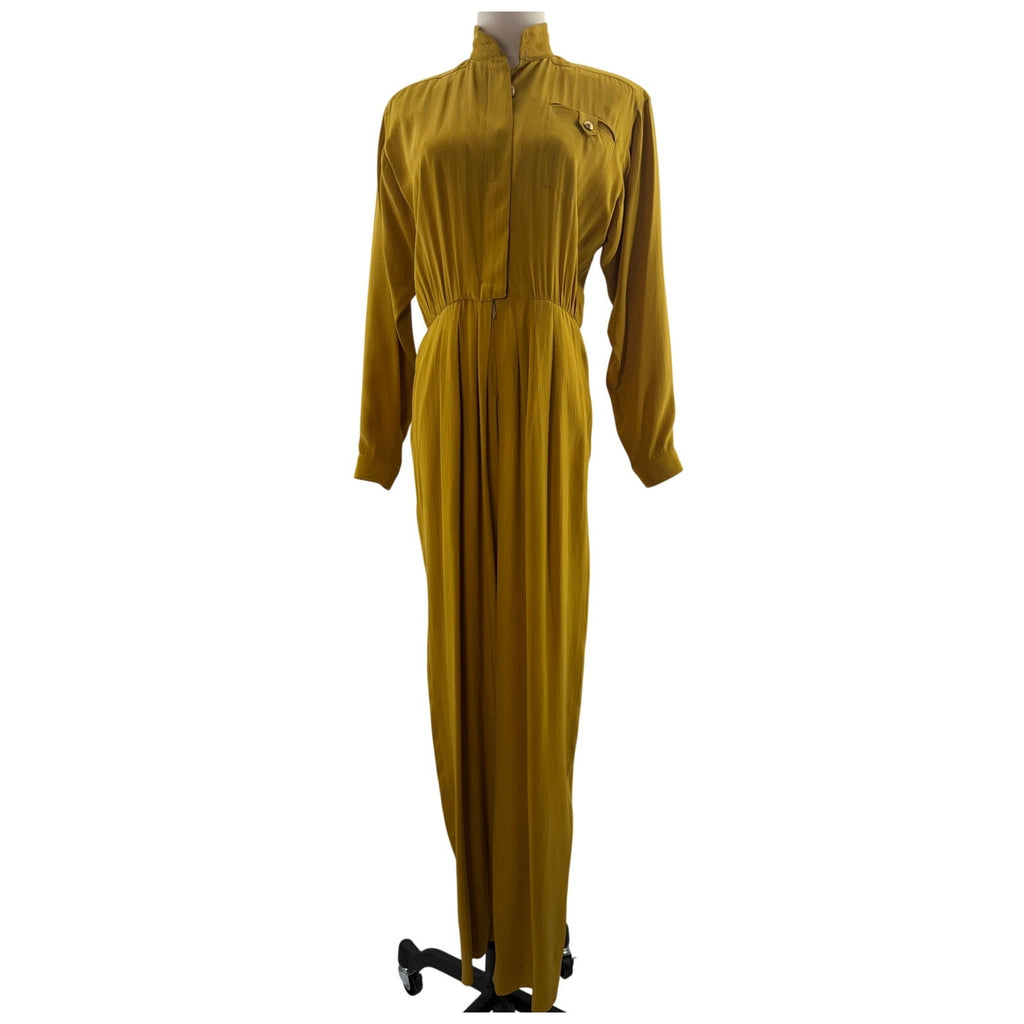 Vintage 90s Silk Jumpsuit Gold Amber Women's 2P Liz Claiborne