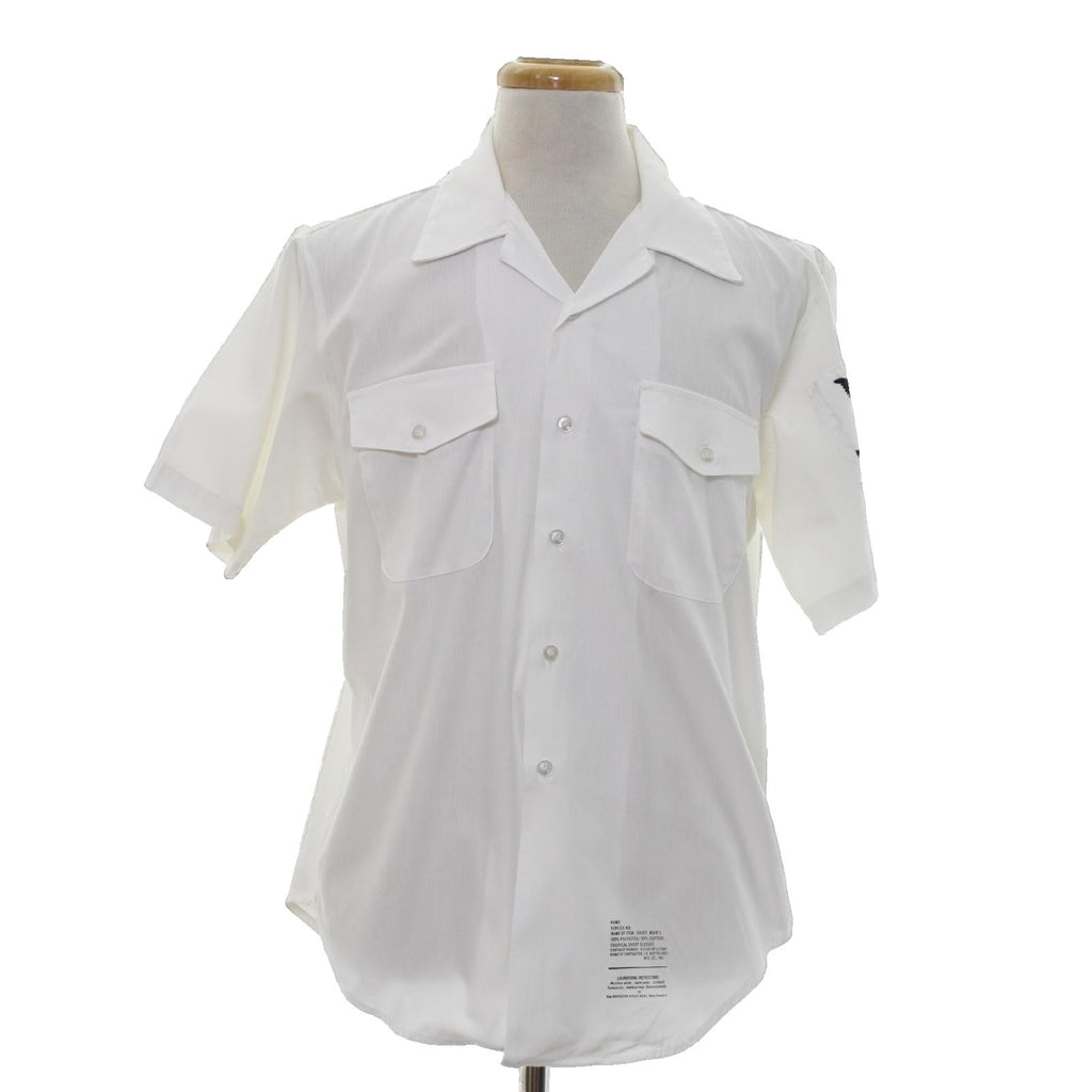 Vintage 80s US Navy White Uniform Shirt Petty Officer 1st Class Large