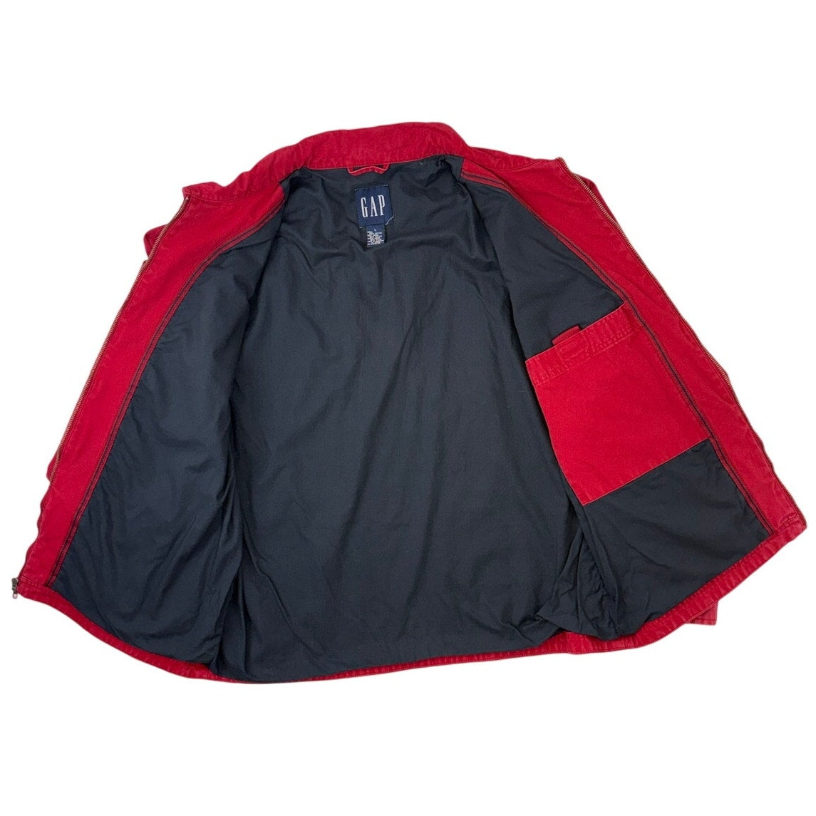 GAP Men's Red Cotton Zip Jacket Large Casual Lightweight Bomber Coat
