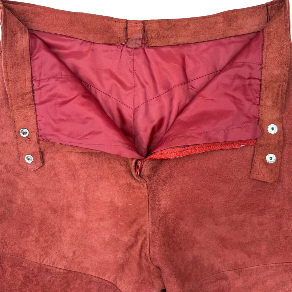 Vintage 70s Women’s 28x28 Orange Suede Flare Pants Carnelian Snap