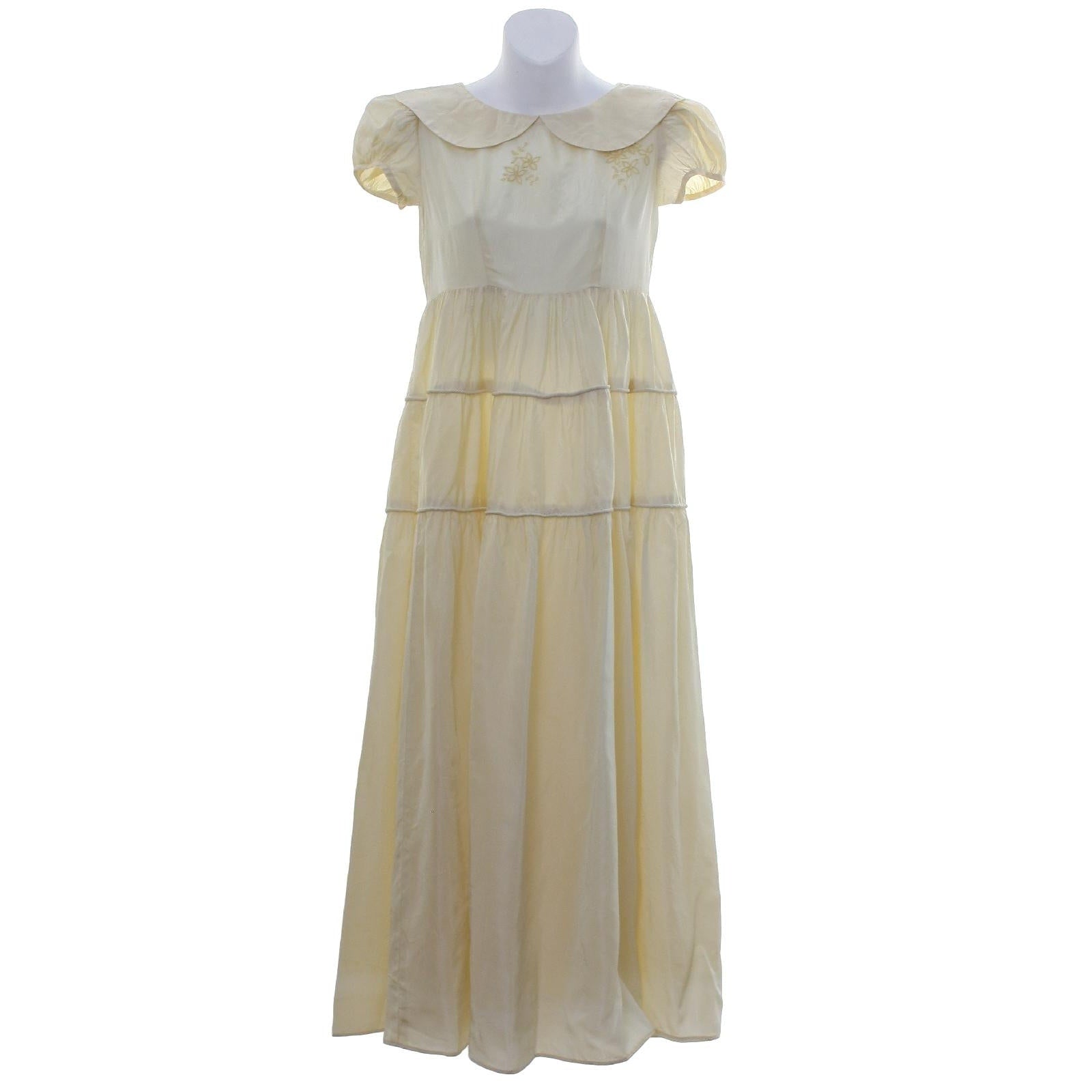 Vintage 60s Ivory Satin Wedding Flower Girl Dress & Slip Home Sewn Girls 12-14