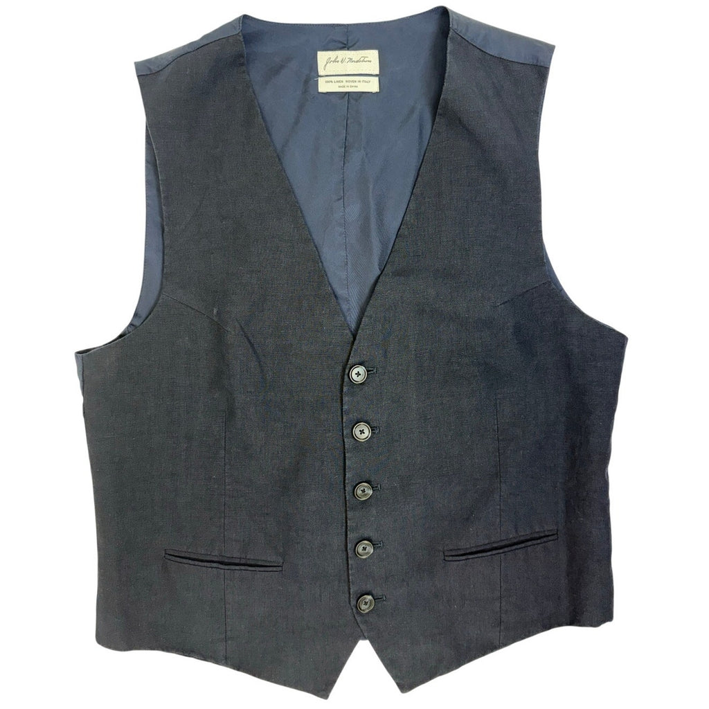 Vintage 2000s Navy Blue Linen Vest Men's Medium Made in Italy