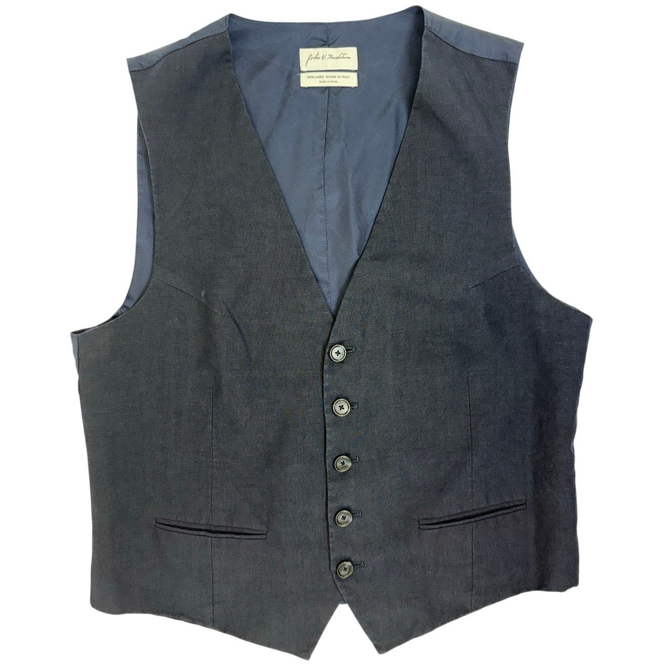 Vintage 2000s Navy Blue Linen Vest Men's Medium Made in Italy