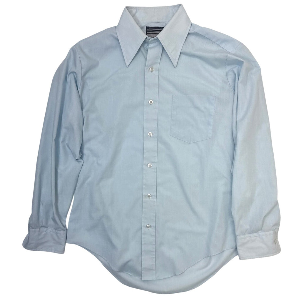 Vintage 70s JCPenney Baby Blue Button Front Cotton Blend Dress Shirt Men's Med