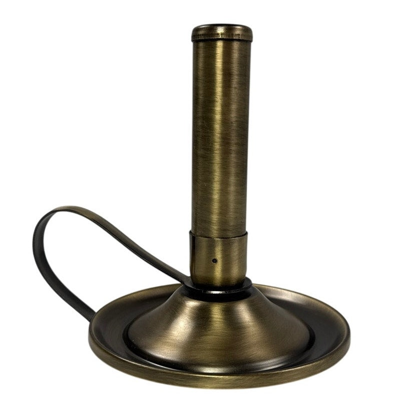 Vintage 1970s Brass Push-Up Chamberstick Taper Candle Holder with Handle