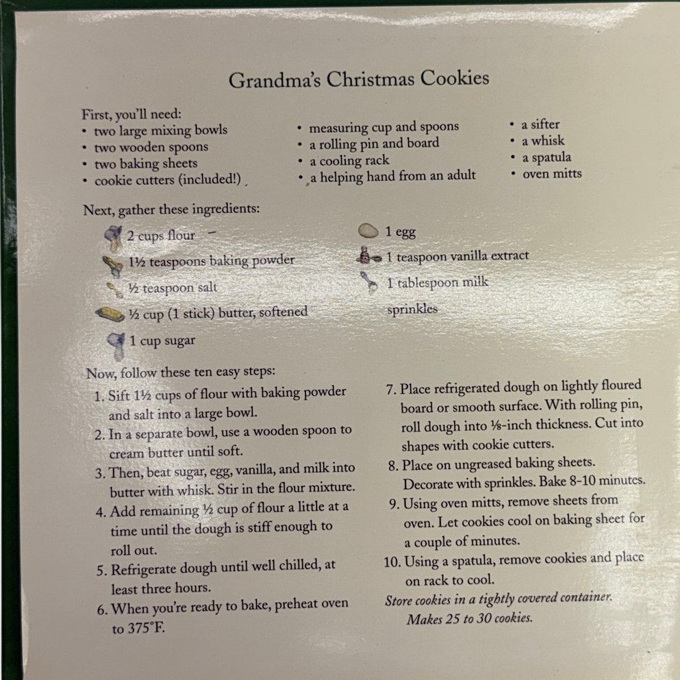 Vintage 90s Grandma’s Christmas Cookies Storybook Set Cookie Cutters Ottenheimer