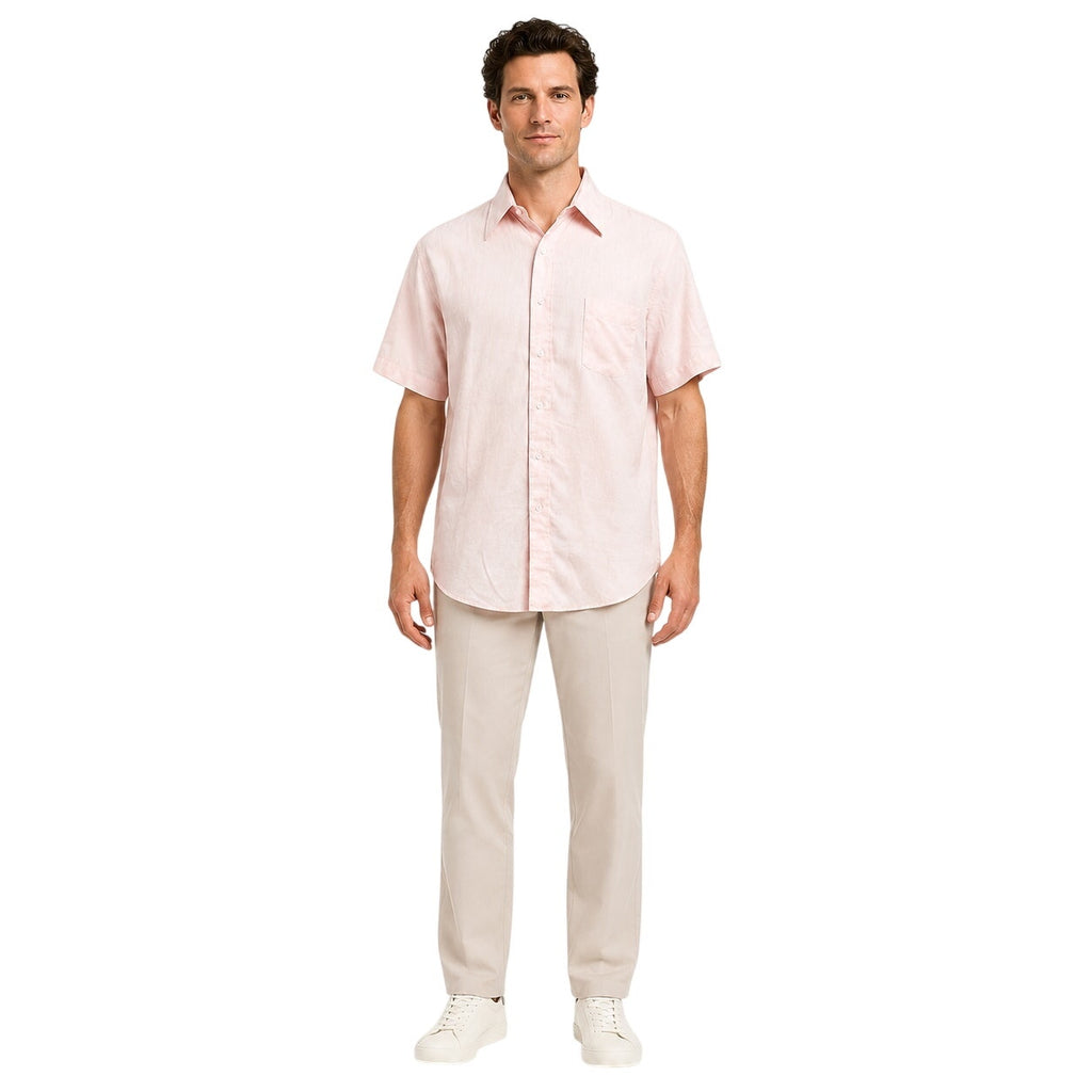 Vintage 70s Golden Comfort Pink Short Sleeve Point Collar Shirt Mens 42