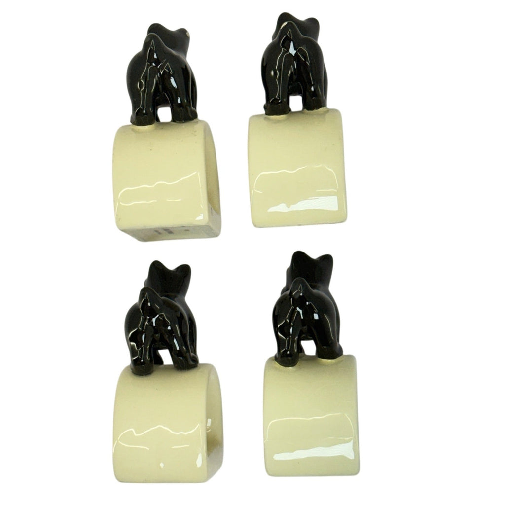 Vintage 2000s Thomas O'Brien Scotty Dog Napkin Rings Set of 4 Black Cream