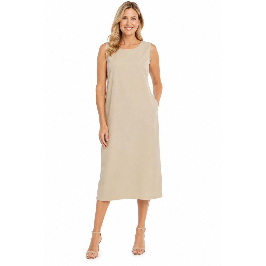 Vintage Pride & Joy Beige Sleeveless A-Line Shift Midi Dress Size 16