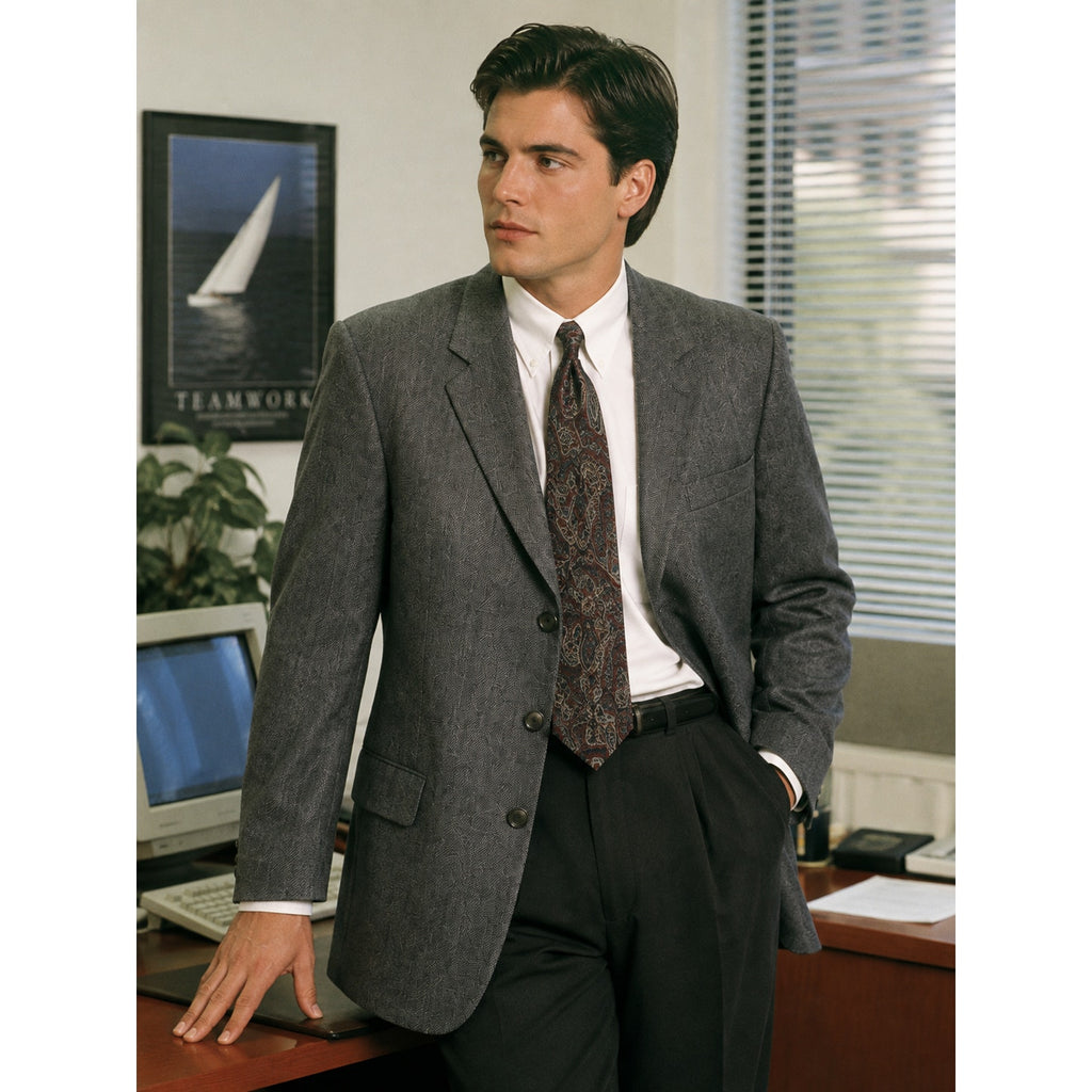 Vintage 90s Stafford Men's Gray Wool 3 Button Blazer Sport Coat 38R