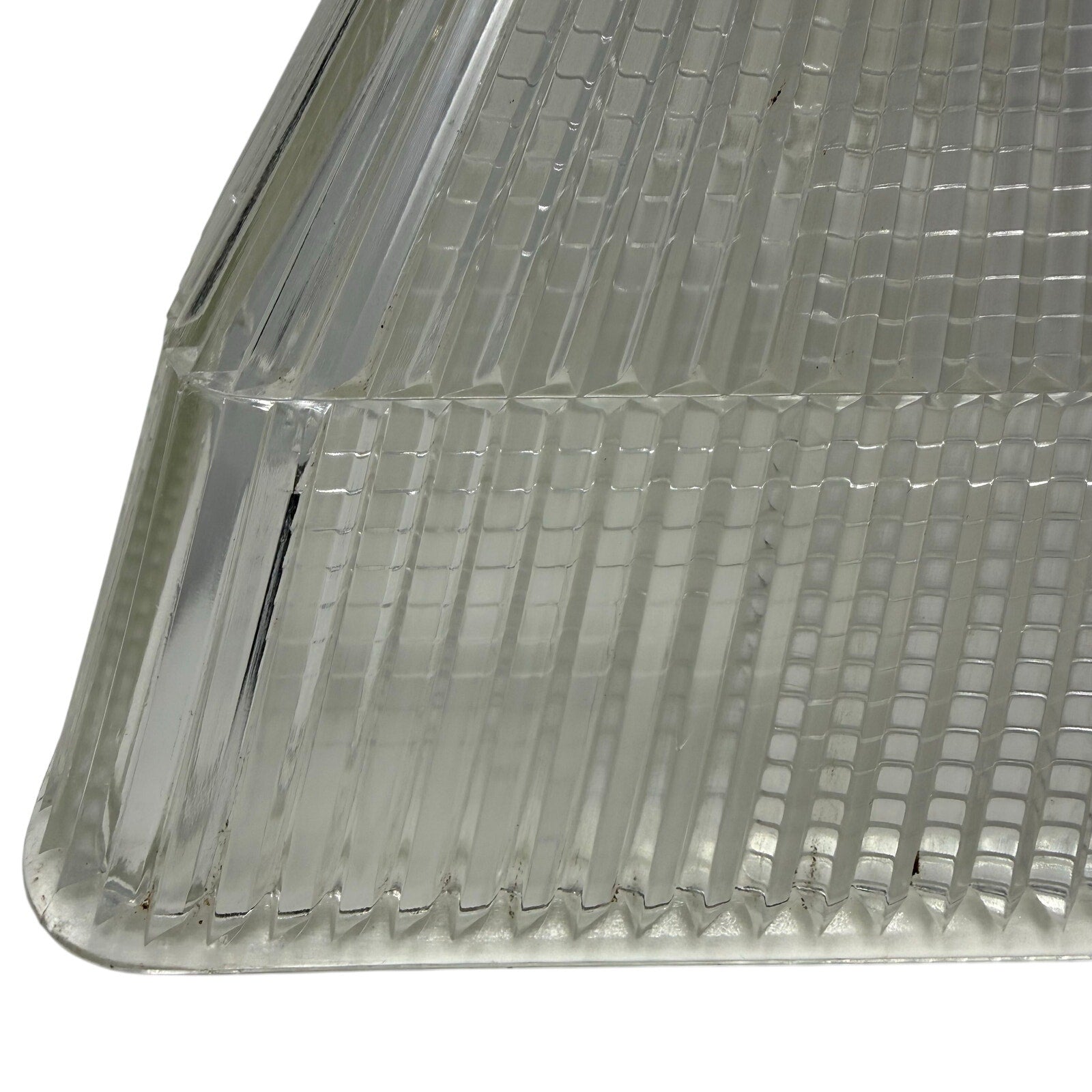 Vintage 70s Prismatic Glass Ceiling Light Shade Square Pyramid Ribbed