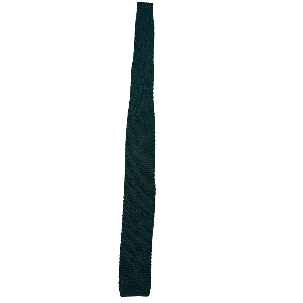 Vintage 60s Robert Talbott Hunter Green Acrylic Knit Square End Tie 3” x 56”