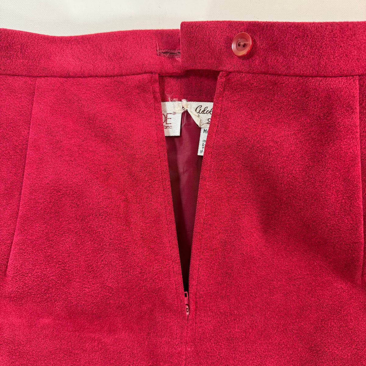 Vintage 70s Women's Medium Skirt Suit Lilli Ann Ultrasuede Fuchsia Red Union