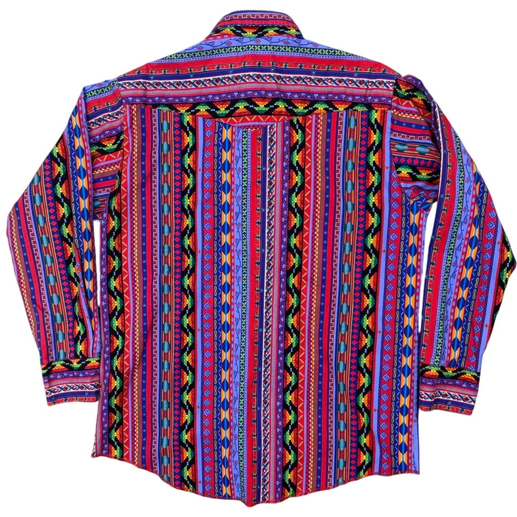 Vintage Road Runner Southwestern Button Down Shirt Men's Large Cotton