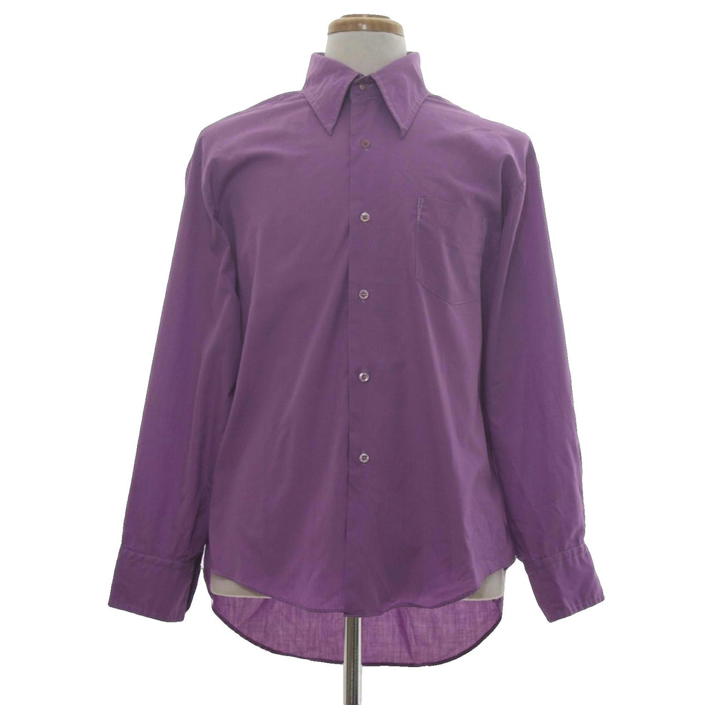 Vintage 70s Kmart Purple Point Collar Long Sleeve Disco Shirt Men’s L