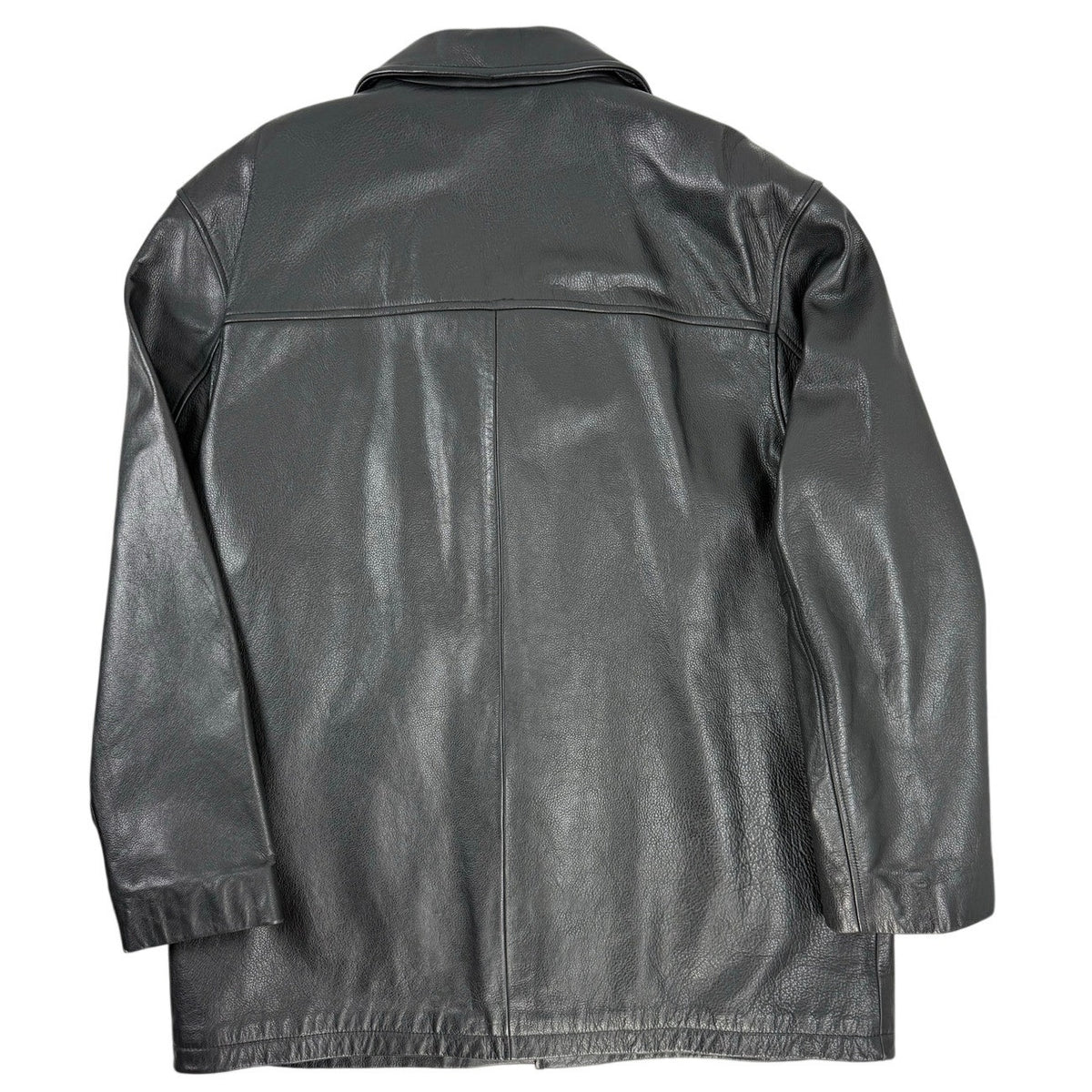 Vintage 90s John Ashford Mens XL Black Genuine Leather Car Coat Jacket