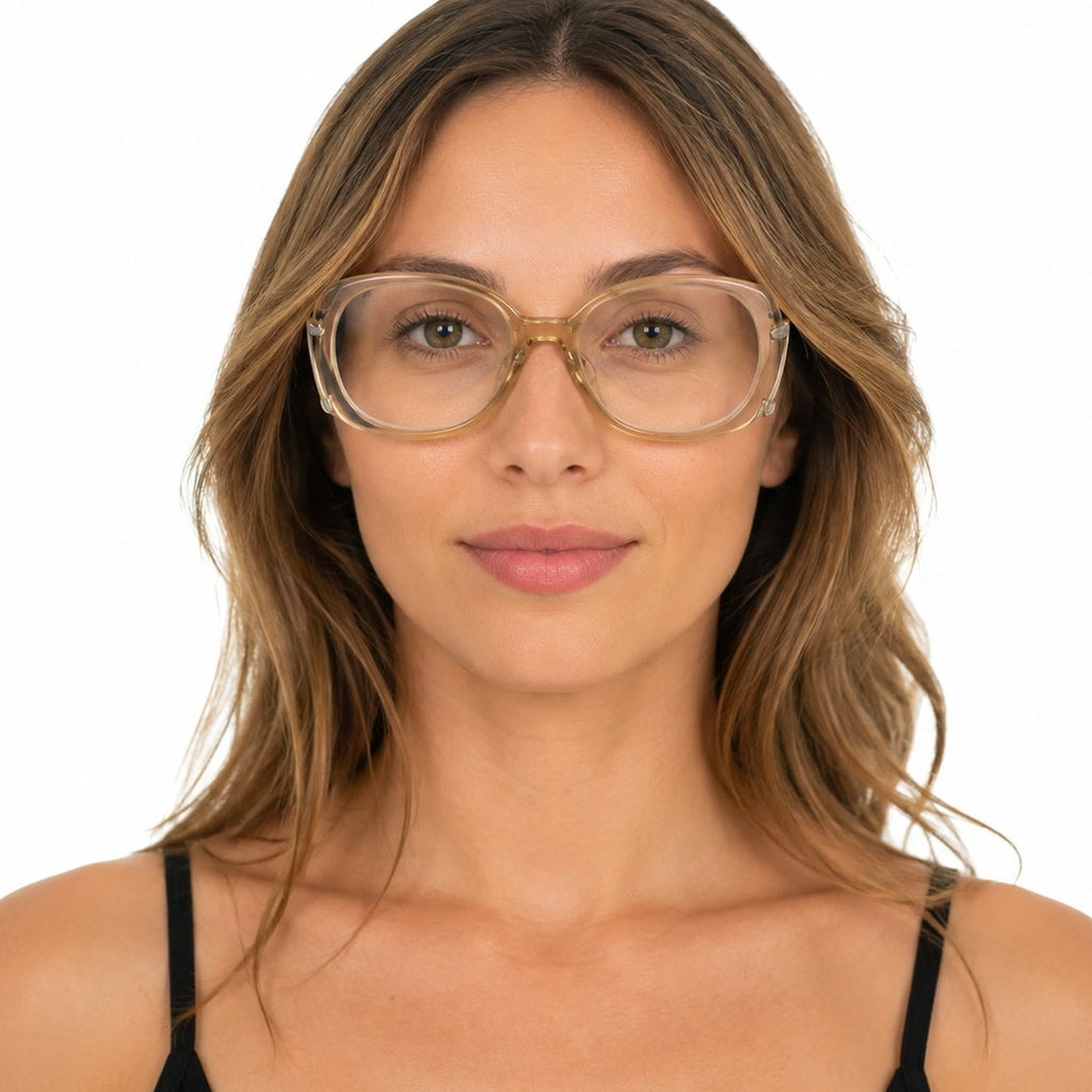 Vintage Oversized Clear Eyeglass Frames Gold Tone 54-16-140 USA