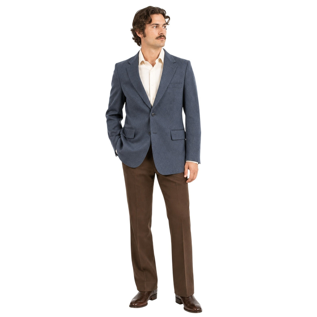 Vintage 70s Rogers Gray Blue Double Knit Sport Coat Blazer Mens 40 USA