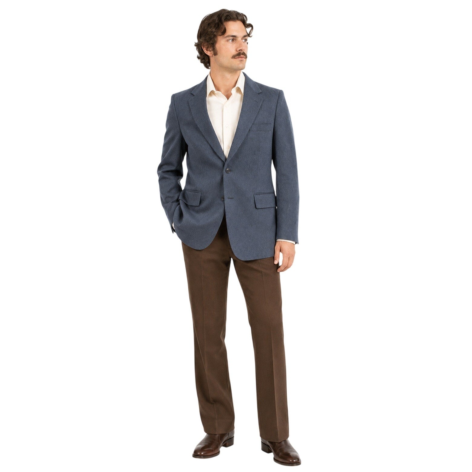Vintage 70s Rogers Gray Blue Double Knit Sport Coat Blazer Mens 40 USA