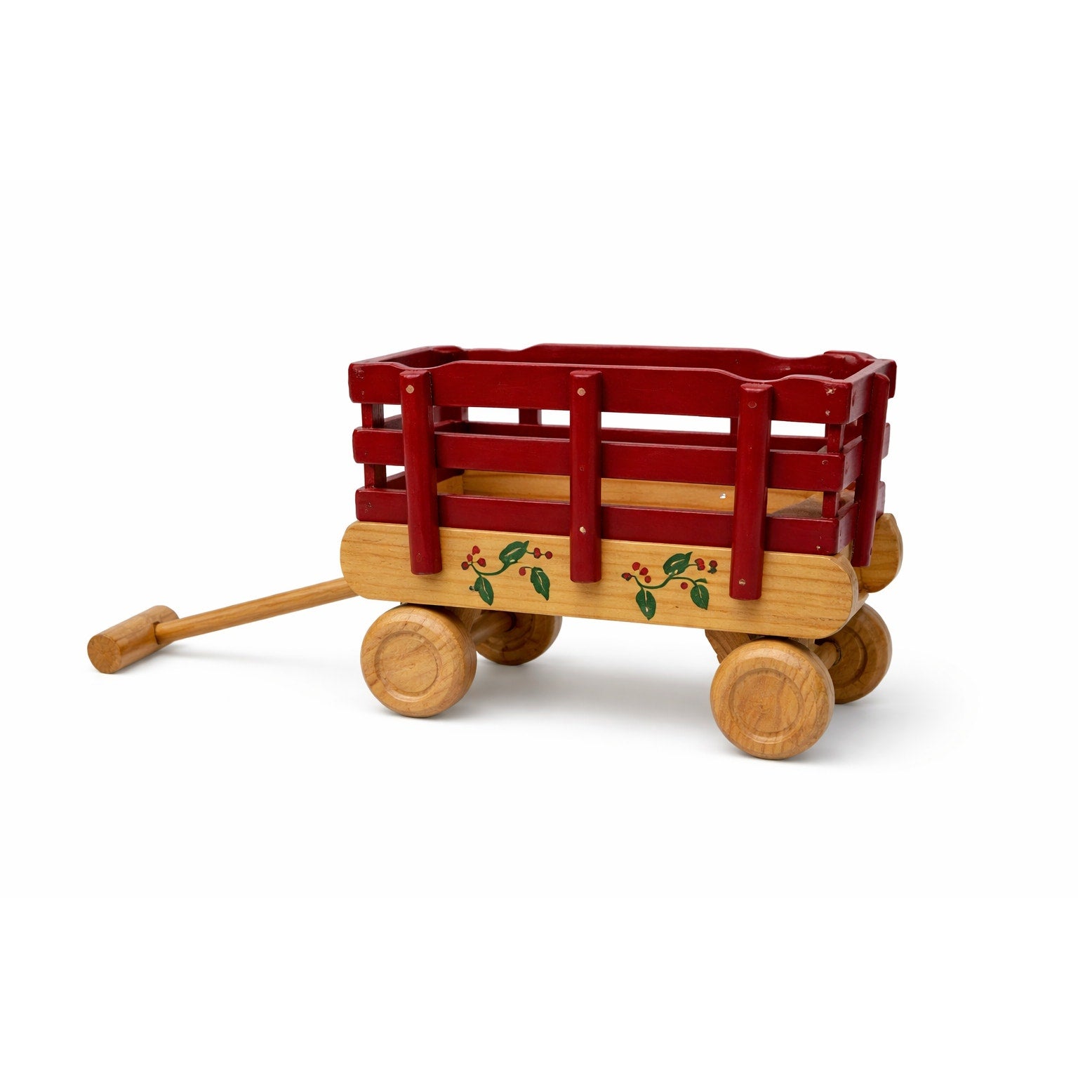 Vintage Painted Wooden Wagon Toy Rustic Farm Decor 12”