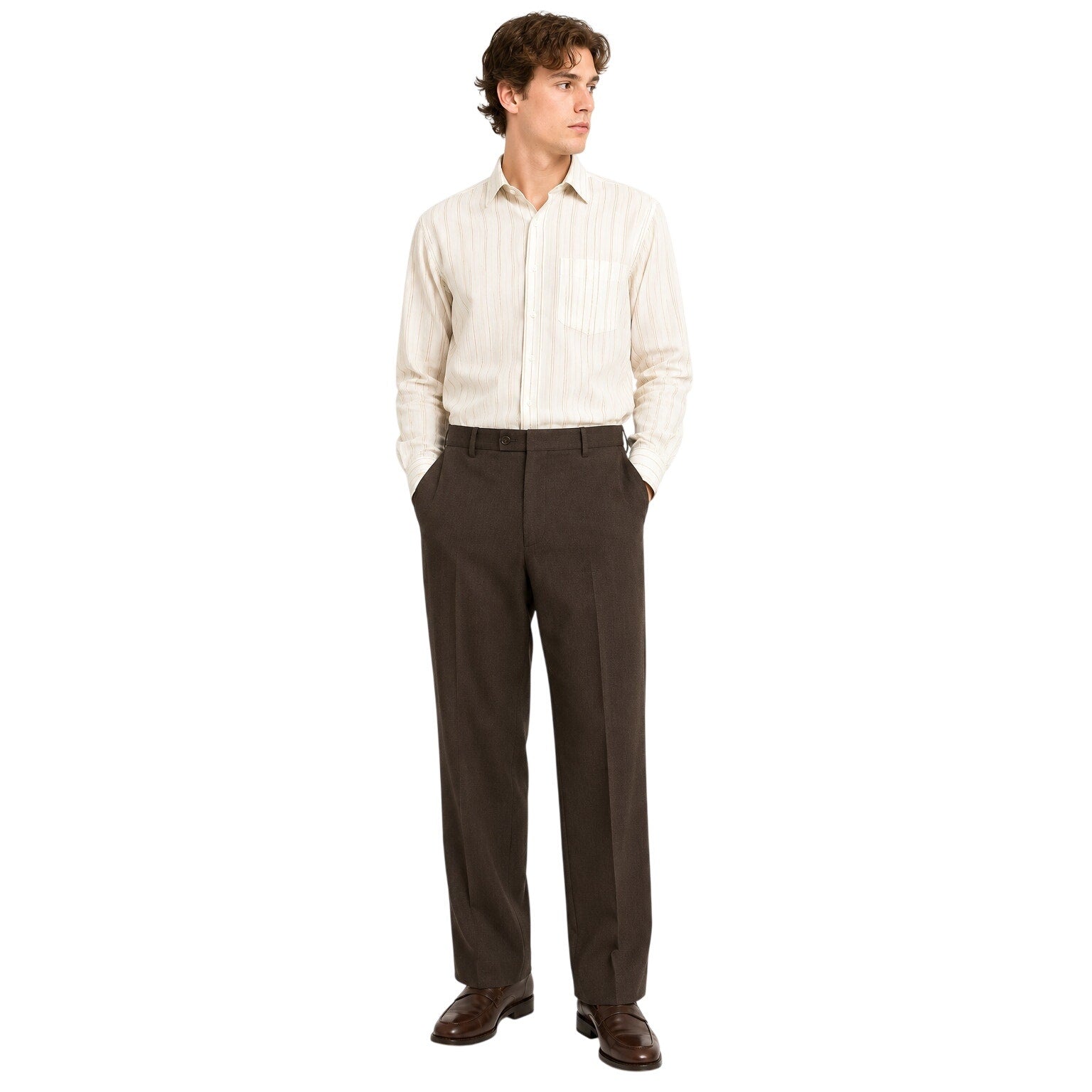 Vintage 1990s Haggar Men's Brown Wool Blend Dress Pants 38x28