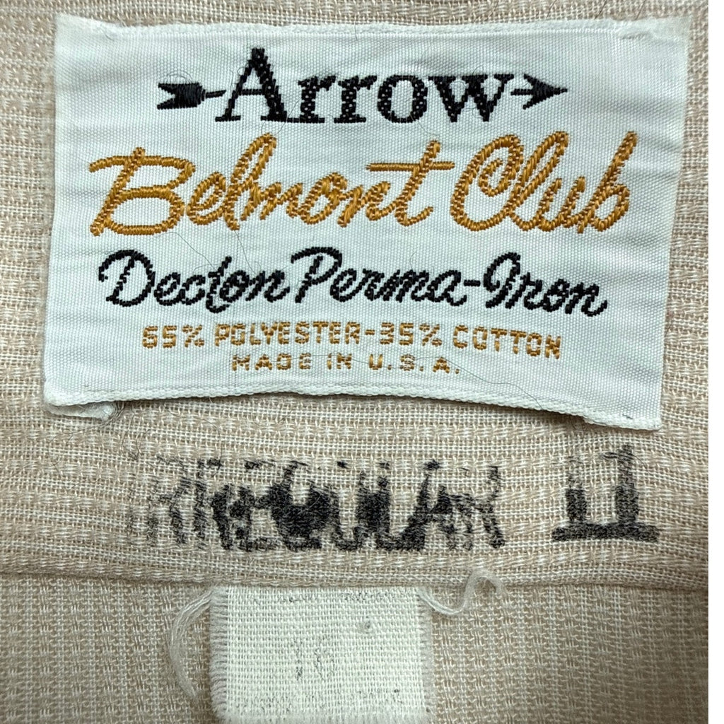 Vintage 70s Arrow Belmont Club Beige Textured Shirt Men’s Large
