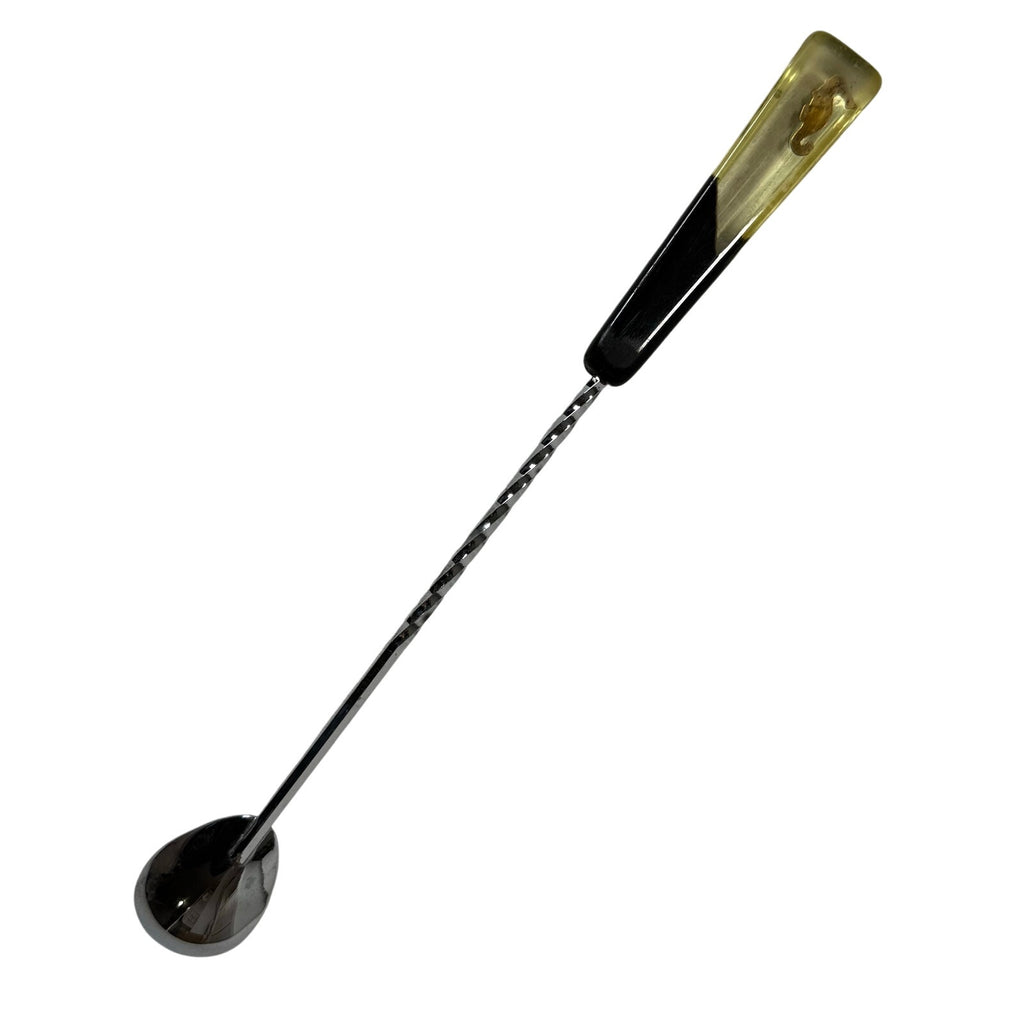 Vintage 60s Barware Cocktail Stirrer 11” Chrome Bar Spoon Handle Seahorse