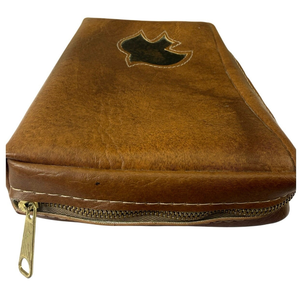 Vintage 1978 Gregg Leather Bible Cover Small Zipper Case Brown USA