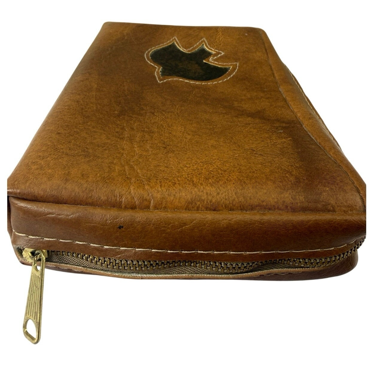 Vintage 1978 Gregg Leather Bible Cover Small Zipper Case Brown USA