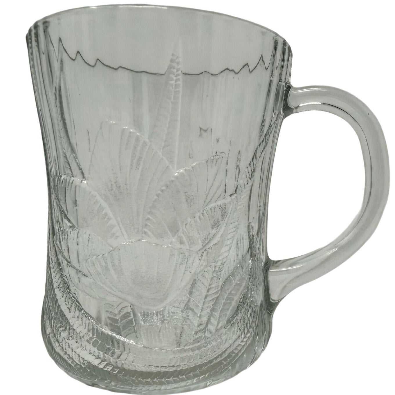 Vintage 80s Arcoroc Canterbury Crocus Clear Embossed Glass Coffee Mugs Set of 7