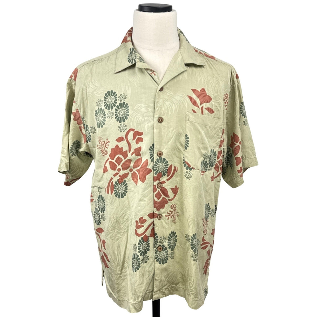 Vintage 90s Paradise Blue Mens XL Silk Floral Hawaiian Camp Shirt