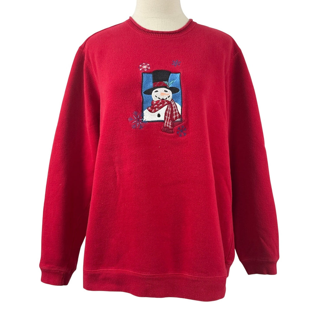 Vintage 80s Classic Elements Red Snowman Christmas Sweatshirt Womens 16–18W